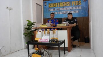 Patroli Laut Berbuah Hasil, Satpolair Polres Pelabuhan Makassar Ringkus Dua Pelaku Bom Ikan